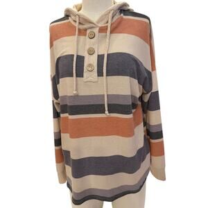 Nimi K Striped Hooded Pullover NWT Women’s Large‎ Colorblock Stripe Hoodie